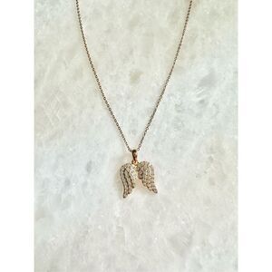 Angel Wings bleu sage Sterling Silver 14K Gold Plated necklace